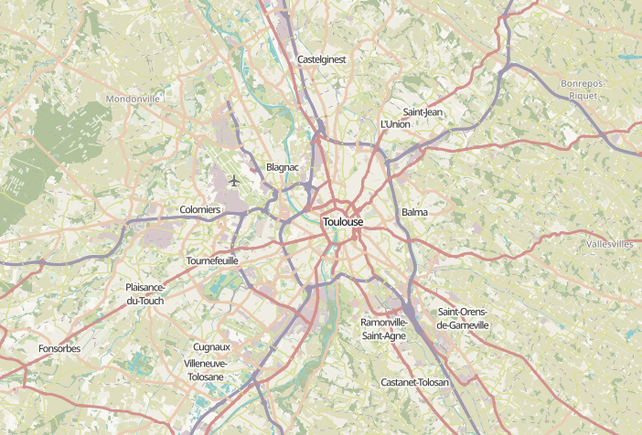 Plan large de Toulouse et de ses environs